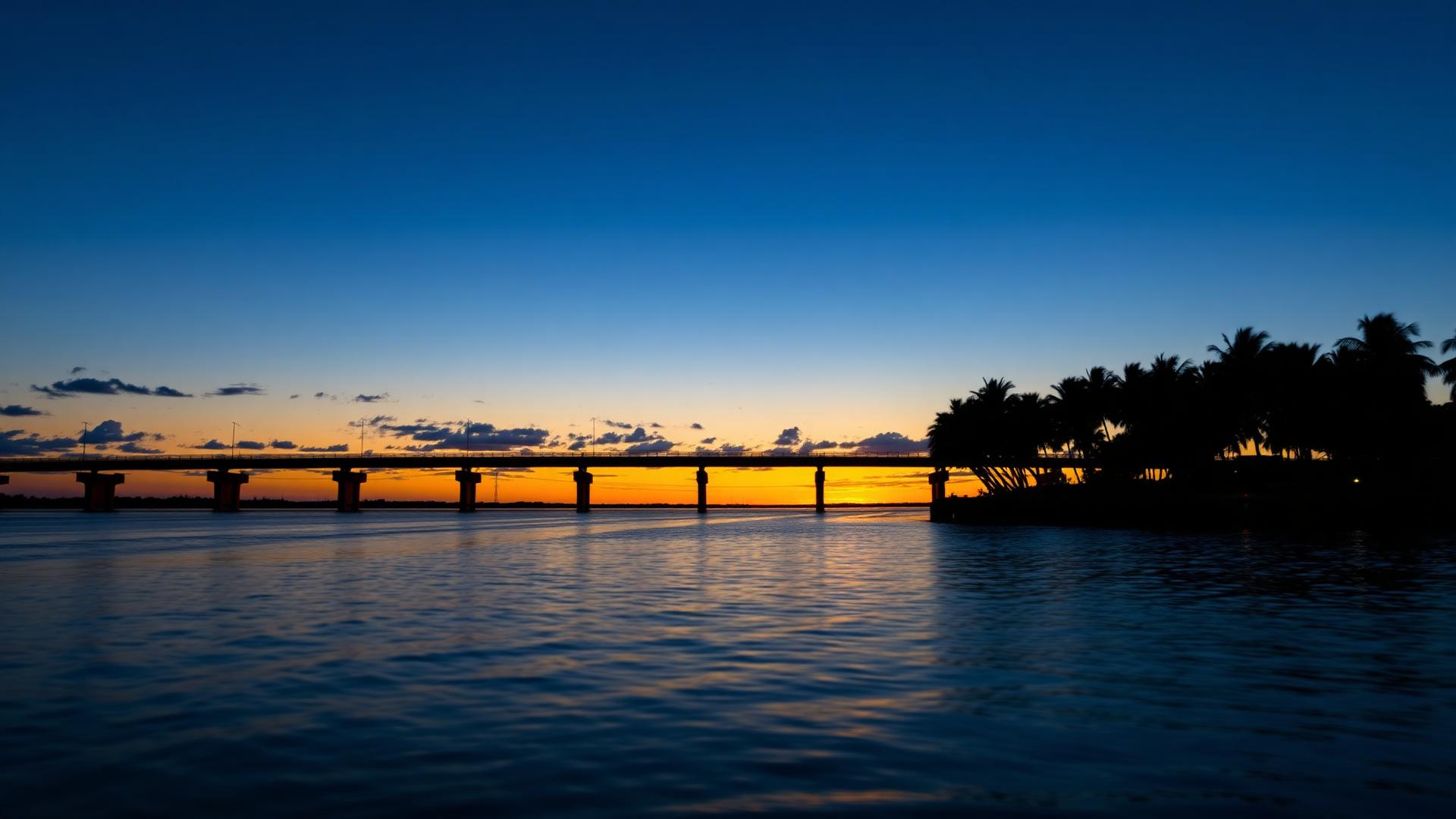 Southwest Florida bridge at sunset